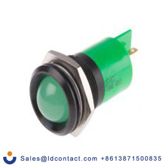 RS PRO 203-571  绿色 面板安装指示器, 110 V ac 焊接片端接, 凸型边框, 黑色边框, IP40