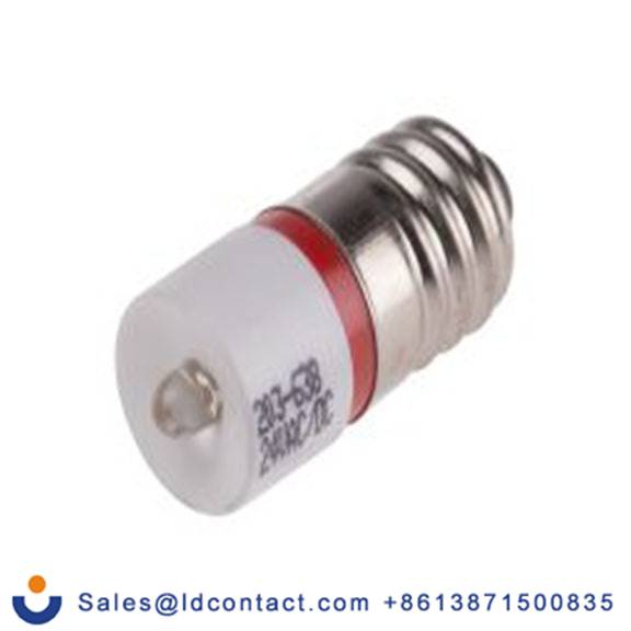 RS PRO 203-638  指示灯, 单芯片, 红色, E10灯座, Φ10 mm, 25.25 mm长, 630 nm长, 24 V ac/dc