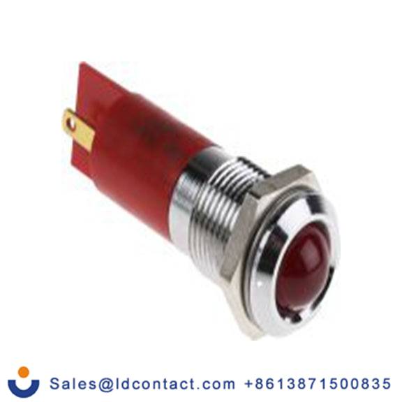 RS PRO 203-650  红色 面板安装指示器, 24 V dc 焊接片端接, 凸型边框, 银色边框
