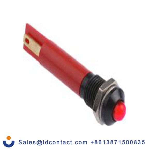 RS PRO 203-795  红色 面板安装指示器, 24 V dc 焊接片端接, 凸型边框, 黑色边框