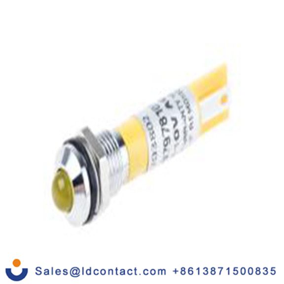 RS PRO 203-802  黄色 面板安装指示器, 110 V ac 焊接片端接, 凸型边框, 银色边框