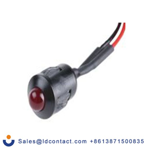 RS PRO 203-903  红色 面板安装指示器, 24 V dc 导线端接, 凸型边框, 黑色边框
