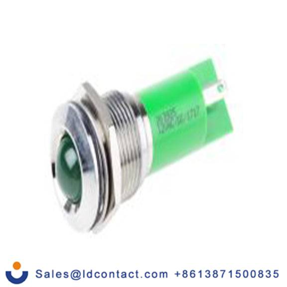 RS PRO 203-925  绿色 面板安装指示器, 12 V ac/dc 焊接片端接, 凸型边框, 银色边框