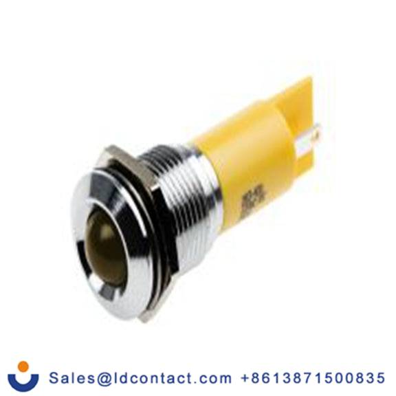 RS PRO 203-931  黄色 面板安装指示器, 12 V ac/dc 焊接片端接, 凸型边框, 银色边框