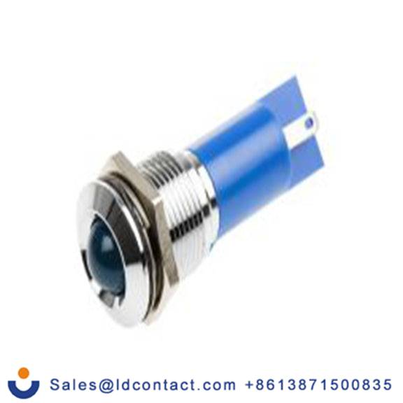 RS PRO 203-947  蓝色 面板安装指示器, 12 V ac/dc 焊接片端接, 凸型边框, 银色边框