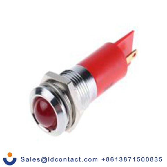 RS PRO 203-981  红色 面板安装指示器, 2 V dc 焊接片端接, 凸型边框, 银色边框