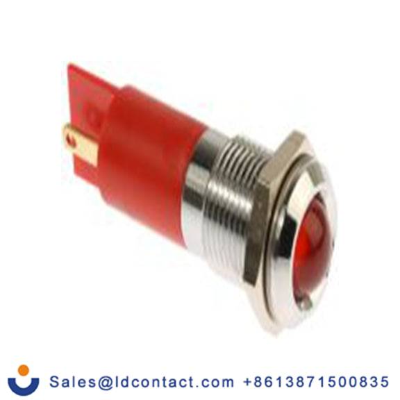 RS PRO 204-372  红色 面板安装指示器, 240 V ac 焊接片端接, 凸型边框, 银色边框, IP40