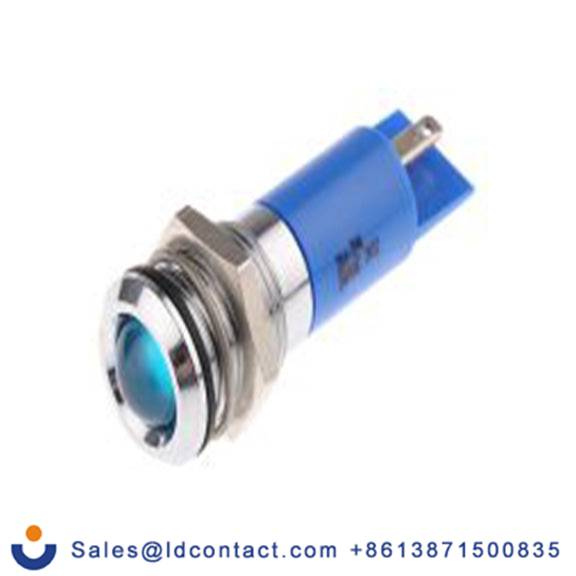 RS PRO 204-394  蓝色 面板安装指示器, 240 V ac 焊接片端接, 凸型边框, 银色边框, IP40