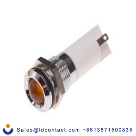 RS PRO 204-401  橙色 面板安装指示器, 110 V ac 焊接片端接, 凸型边框, 银色边框, IP40