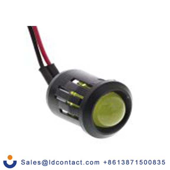 RS PRO 204-445  黄色 面板安装指示器, 24 V dc 导线端接, 凸型边框, 黑色边框