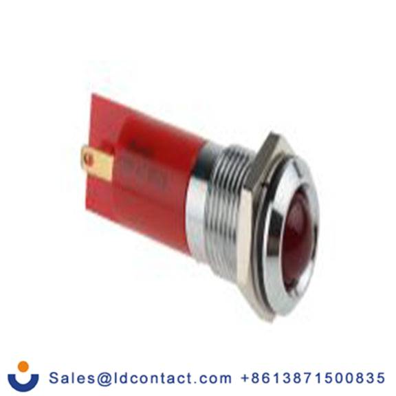 RS PRO 204-495  红色 面板安装指示器, 110 V ac 焊接片端接, 凸型边框, 银色边框, IP40