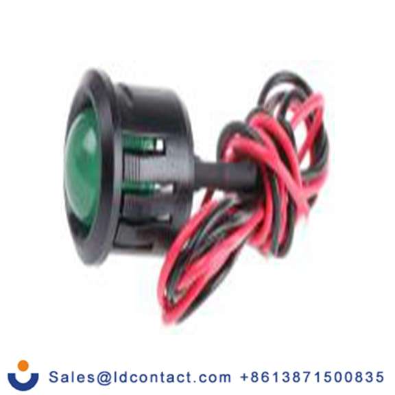 RS PRO 204-546  绿色 面板安装指示器, 12 V dc 导线端接, 凸型边框, 黑色边框