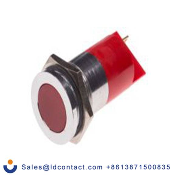 RS PRO 204-849  红色 面板安装指示器, 12 V 焊接片端接, 平齐边框, 银色边框