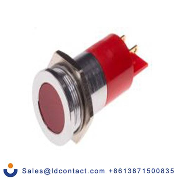 RS PRO 204-861  红色 面板安装指示器, 24 V ac/dc 焊接片端接, 平齐边框, 银色边框