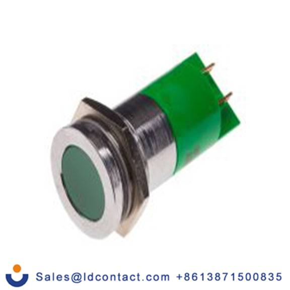 RS PRO 204-883  绿色 面板安装指示器, 24 V ac/dc 焊接片端接, 平齐边框, 银色边框