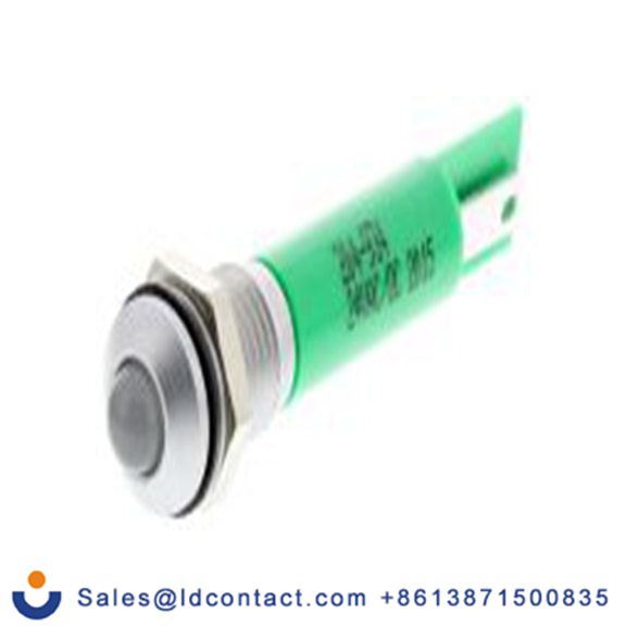 RS PRO 204-934  绿色 面板安装指示器, 24 V ac/dc 焊接片端接, 凸型边框, 银色边框, IP40