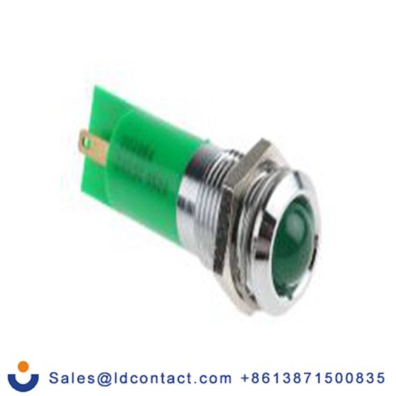 RS PRO 204-984  绿色 面板安装指示器, 24 V dc 焊接片端接, 凸型边框, 银色边框