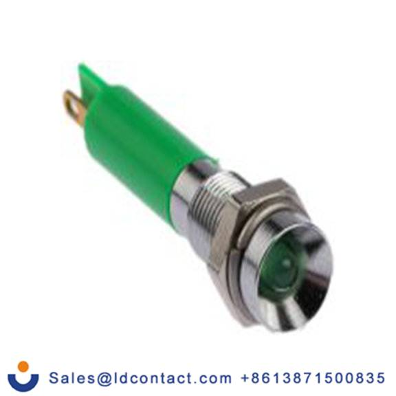 RS PRO 205-022  绿色 面板安装指示器, 24 V dc 焊接片端接, 凹入式边框, 银色边框 面板安装