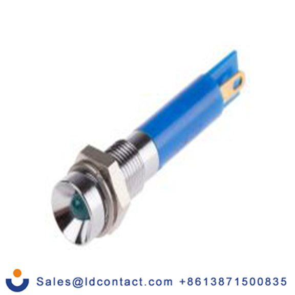 RS PRO 205-044  蓝色 面板安装指示器, 24 V dc 焊接片端接, 凹入式边框, 银色边框 面板安装