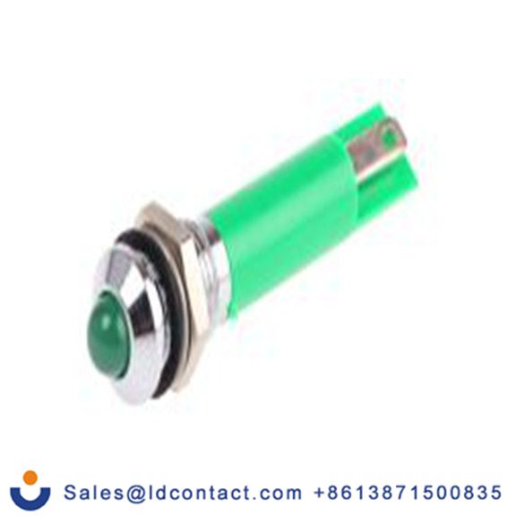 RS PRO 205-224  绿色 面板安装指示器, 110 V ac 焊接片端接, 凸型边框, 银色边框