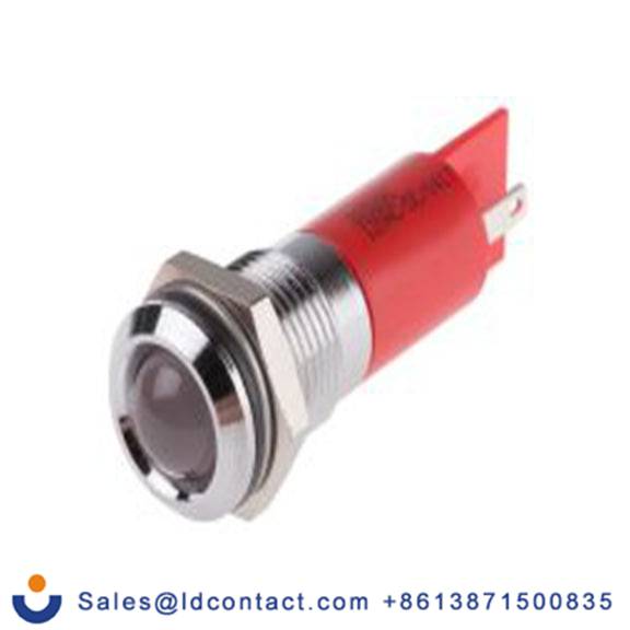 RS PRO 205-296  红色 面板安装指示器, 12 V ac/dc 焊接片端接, 凸型边框, 银色边框, IP40