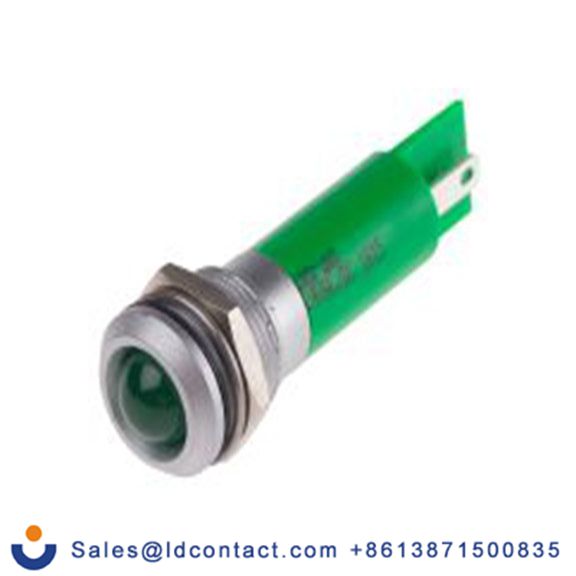 RS PRO 205-381  绿色 面板安装指示器, 24 V ac/dc 焊接片端接, 凸型边框, 银色边框, IP40
