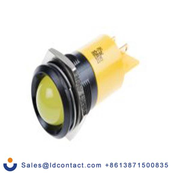 RS PRO 205-791  黄色 面板安装指示器, 230 V ac, 凸型边框, 黑色边框, IP40