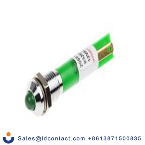 RS PRO 205-814  绿色 面板安装指示器, 12 V ac 焊接片端接, 凸型边框, 银色边框