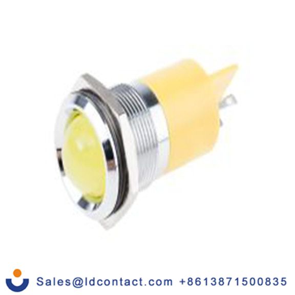 RS PRO 205-892  黄色 面板安装指示器, 12 V dc 焊接片端接, 凸型边框, 银色边框
