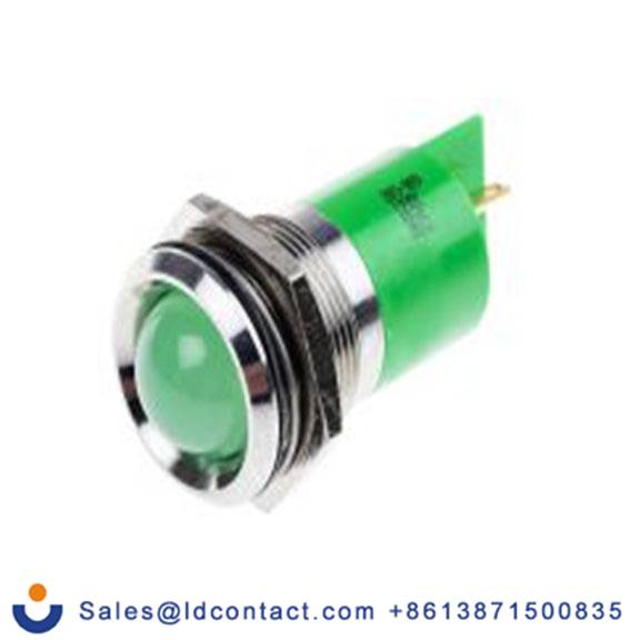 RS PRO 205-909  绿色 面板安装指示器, 12 V dc 焊接片端接, 凸型边框, 银色边框