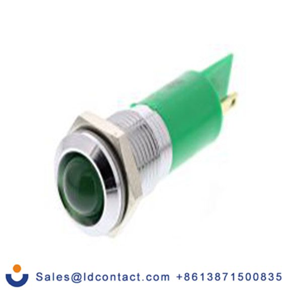 RS PRO 206-025  绿色 面板安装指示器, 24 V ac 焊接片端接, 凸型边框, 银色边框