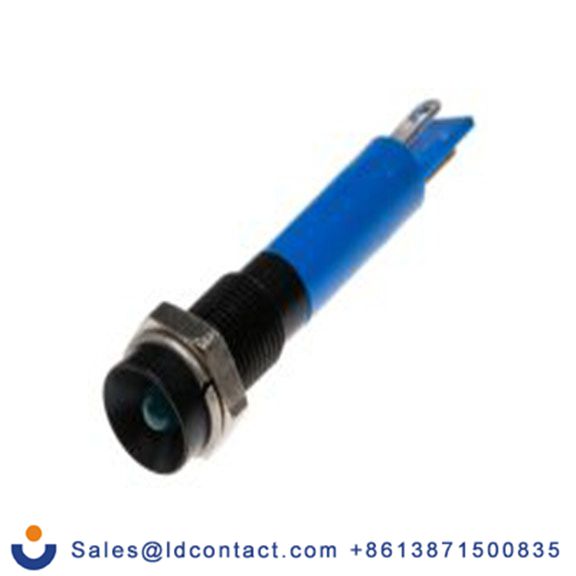 RS PRO 206-154  蓝色 面板安装指示器, 12 V dc 焊接片端接, 凹入式边框, 黑色边框 面板安装