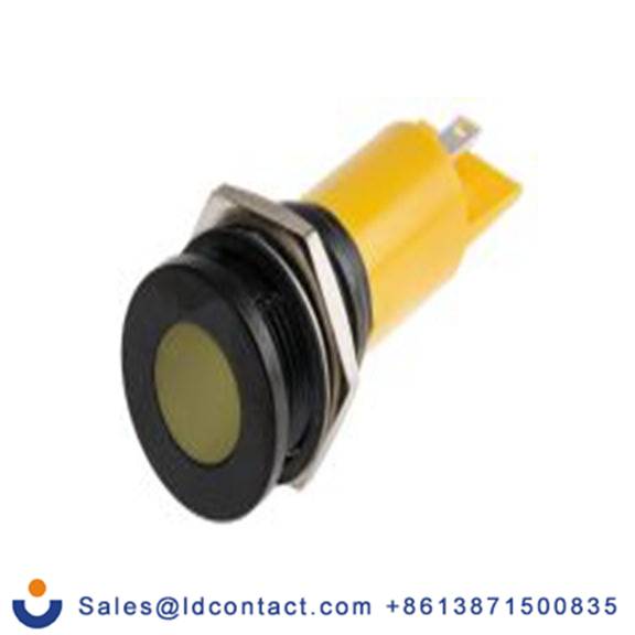 RS PRO 206-283  黄色 面板安装指示器, 230 V ac 焊接片端接, 平齐边框, IP40