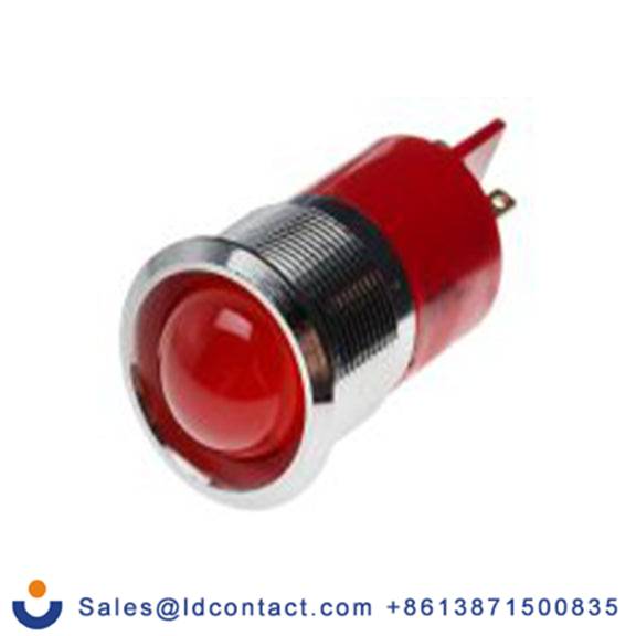 RS PRO 206-299  红色 面板安装指示器, 12 V dc 焊接片端接, 凸型边框, 银色边框