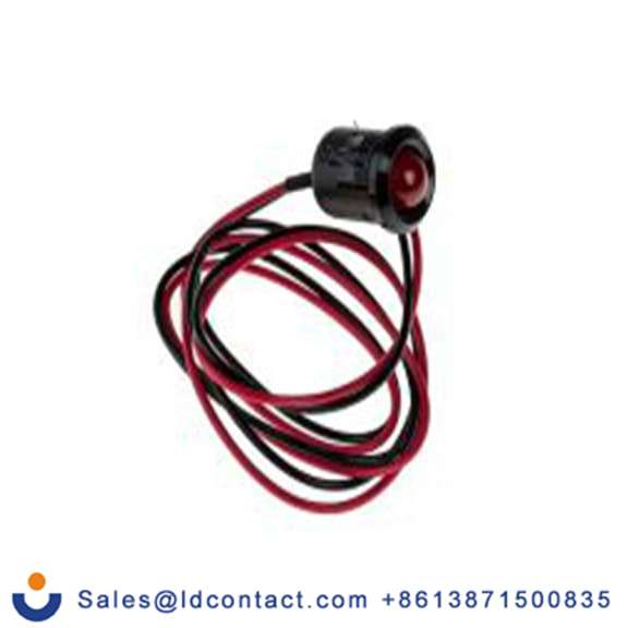 RS PRO 206-384  红色 面板安装指示器, 12 V dc 导线端接, 凸型边框, 黑色边框