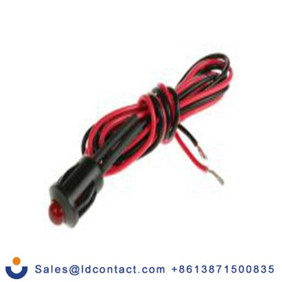 RS PRO 206-457  红色 面板安装指示器, 12 V dc 导线端接, 凸型边框, 黑色边框