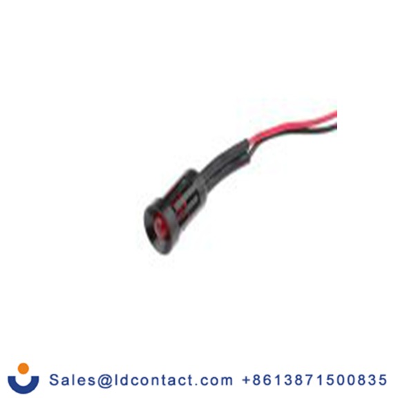RS PRO 206-485  红色 面板安装指示器, 12 V dc 导线端接, 凹入式边框, 黑色边框