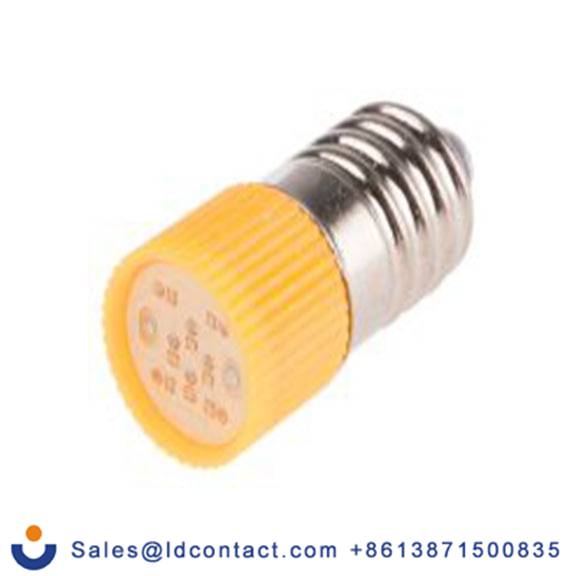 RS PRO 206-687  指示灯, 多芯片, 黄色, E10灯座, Φ10 mm, 28 mm长, 592 nm长, 28 V ac/dc