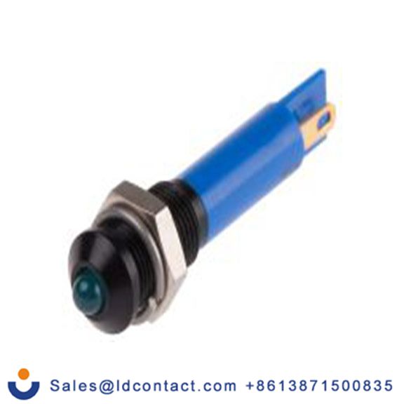 RS PRO 206-750  蓝色 面板安装指示器, 12 V dc 焊接片端接, 凸型边框, 黑色边框 面板安装