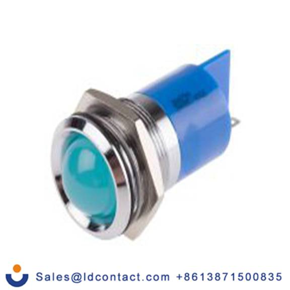 RS PRO 206-794  蓝色 面板安装指示器, 24 V dc 焊接片端接, 凸型边框, 银色边框