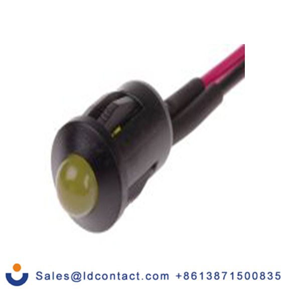 RS PRO 206-839  黄色 面板安装指示器, 12 V dc 导线端接, 凸型边框, 黑色边框