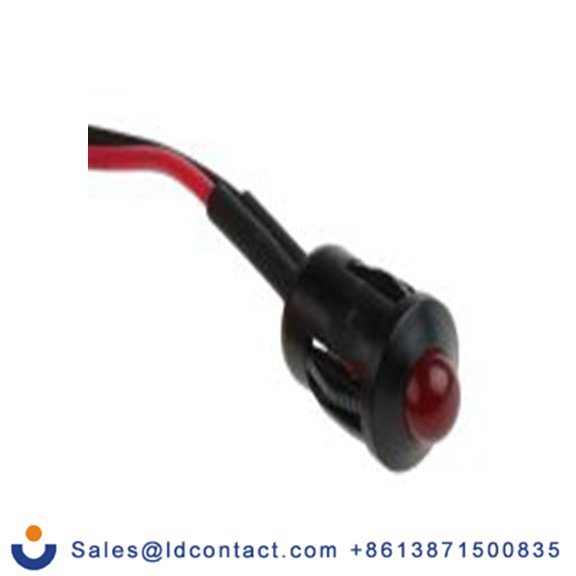 RS PRO 206-845  红色 面板安装指示器, 24 V dc 导线端接, 凸型边框, 黑色边框