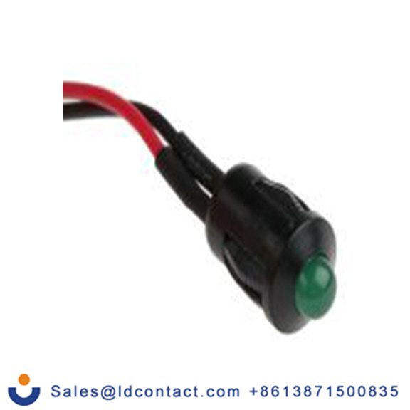 RS PRO 206-867  绿色 面板安装指示器, 24 V dc 导线端接, 凸型边框, 黑色边框