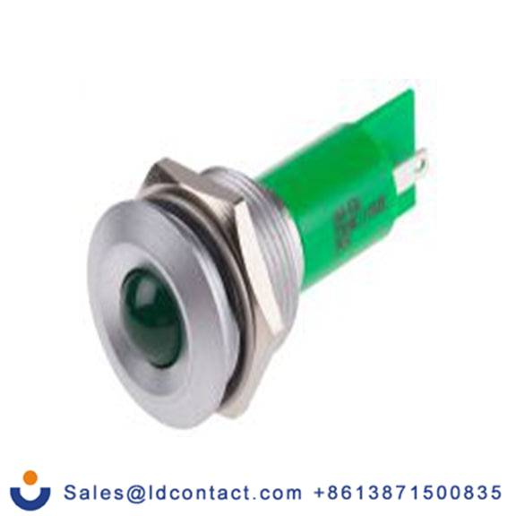 RS PRO 206-930  绿色 面板安装指示器, 115 V dc, 230 V ac, 凸型边框, 银色边框