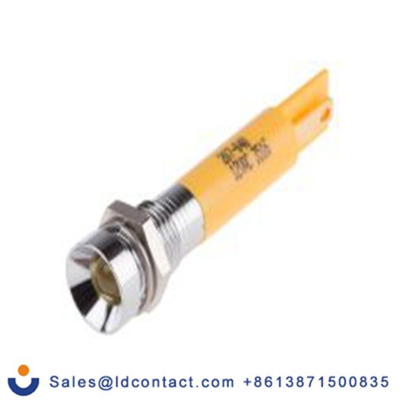 RS PRO 207-040  黄色 面板安装指示器, 12 V ac 焊接片端接, 凹入式边框, 银色边框