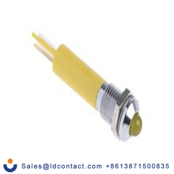 RS PRO 207-208  黄色 面板安装指示器, 24 V dc 焊接片端接, 凸型边框, 银色边框