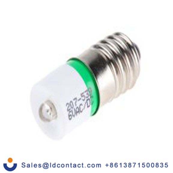 RS PRO 207-539  指示灯, 单芯片, 绿色, E10灯座, Φ10 mm, 25.25 mm长, 525 nm长