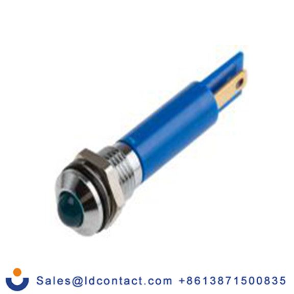 RS PRO 208-093  蓝色 面板安装指示器, 12 V 焊接片端接, 凸型边框, 银色边框, IP40