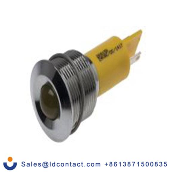 RS PRO 208-150  黄色 面板安装指示器, 24 V ac/dc 焊接片端接, 凸型边框, 银色边框, IP40