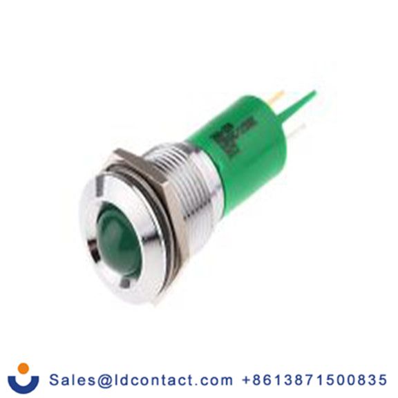 RS PRO 208-239  绿色 面板安装指示器, 115 V dc, 230 V ac 焊接片端接, 凸型边框, 银色边框